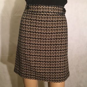 LOFT | Preppy Black & Brown Woven Skirt - EUC | Size 16